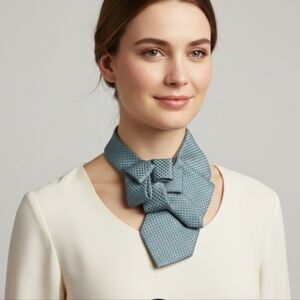 Green and Blue Silk Ascot Scarf - Unisex Necktie - Women's Office Fashion
